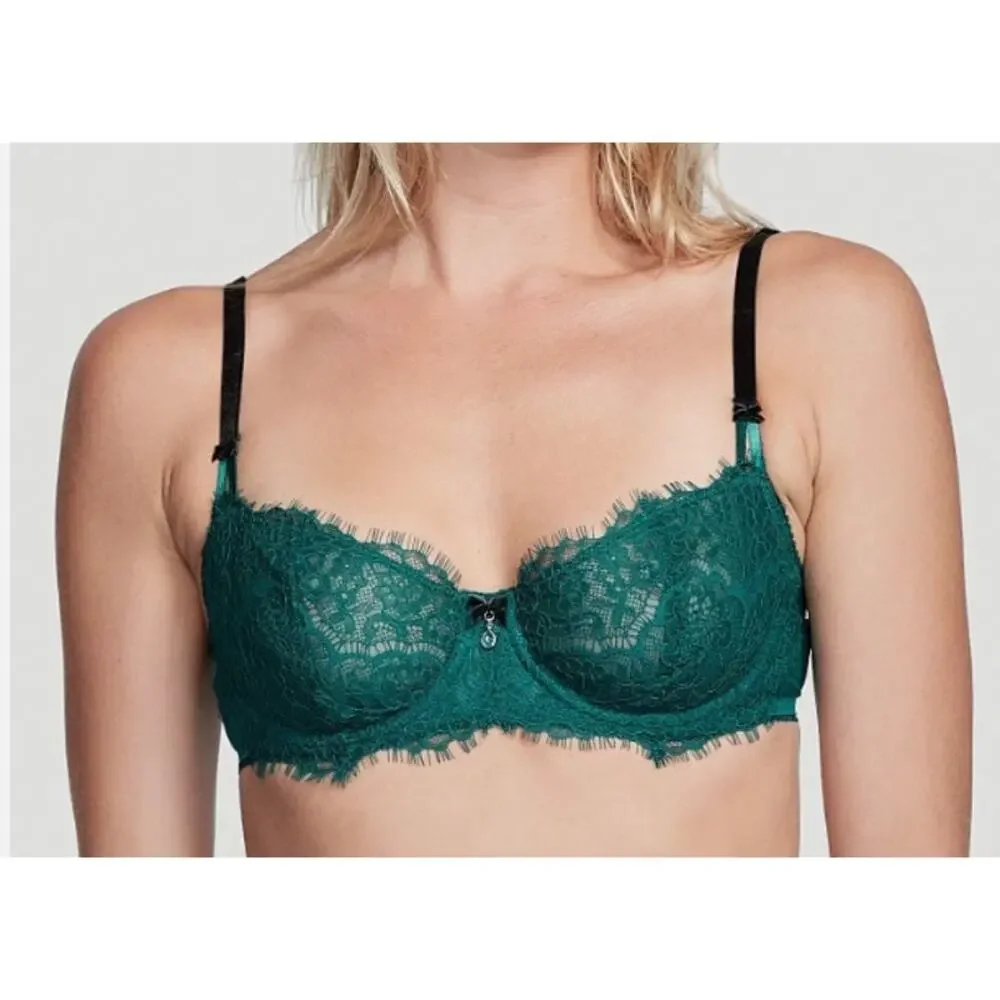 Victoria's Secret Dream Angels Lace Push Up Unlined Bra WICKED GREEN 34DD